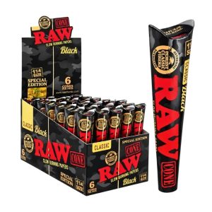 RAW BLACK CAMO SPECIAL EDITION CONES 1&1/4 SIZE 32/6 PACKS